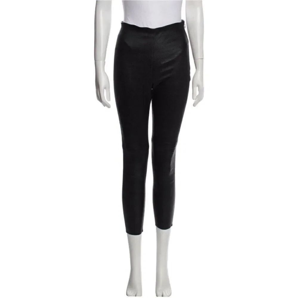 IRO Authentic Solid Black Genuine Lamb Leather High Rise Skinny Pants FR 36 US 4